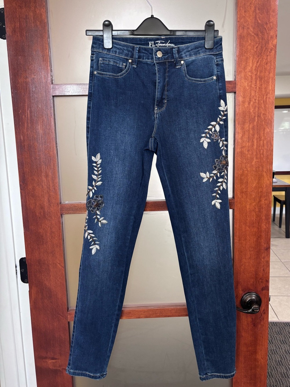 Frank Lyman Design Jeans with Embroidered Floral Detail